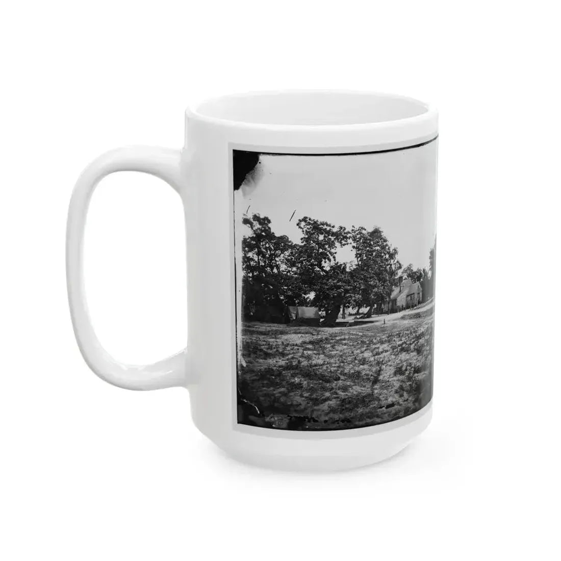 Cold Harbor, Va, Vicinity. W. P. Burnett's House; Tents At Left (U.S. Civil War) White Coffee Mug - Go Mug Yourself