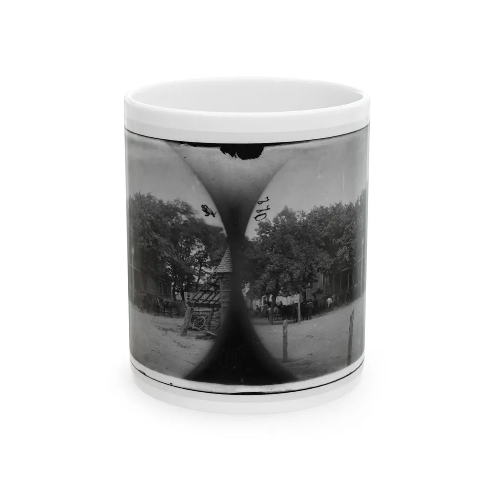 Cold Harbor, Va, Vicinity. Cavalry Horses Outside The Old Church Hotel (U.S. Civil War) White Coffee Mug-11oz-Go Mug Yourself