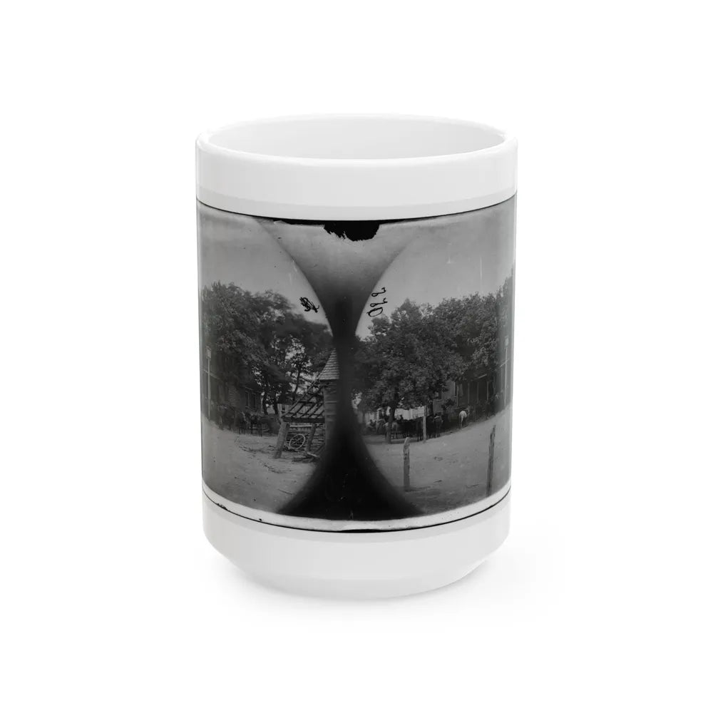 Cold Harbor, Va, Vicinity. Cavalry Horses Outside The Old Church Hotel (U.S. Civil War) White Coffee Mug-15oz-Go Mug Yourself