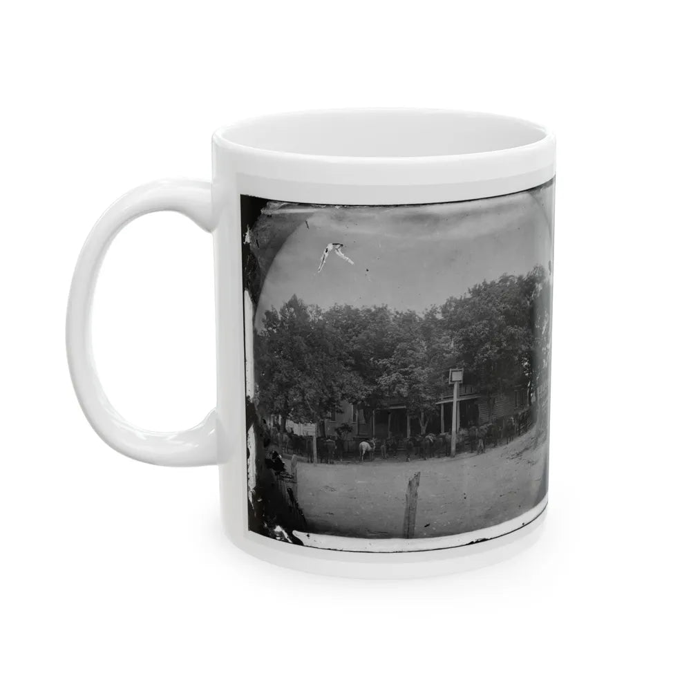 Cold Harbor, Va, Vicinity. Cavalry Horses Outside The Old Church Hotel (U.S. Civil War) White Coffee Mug-Go Mug Yourself