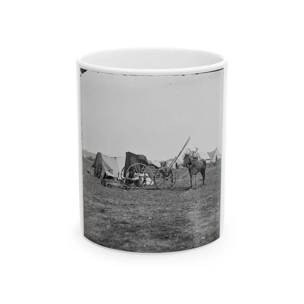 Cold Harbor, Va. Photographer's Wagon And Tent (U.S. Civil War) White Coffee Mug-11oz-Go Mug Yourself