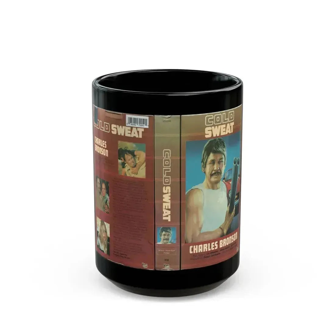 COLD SWEAT CHARLES BRONSON (VHS COVER) - Black Coffee Mug 15oz - Go Mug Yourself