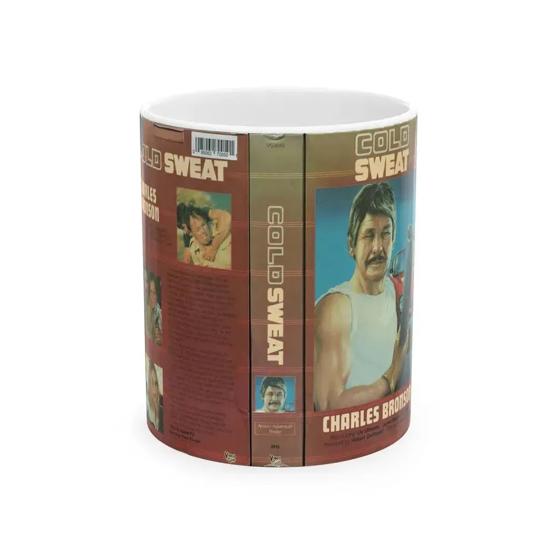 COLD SWEAT CHARLES BRONSON (VHS COVER) - White Coffee Mug 11oz - Go Mug Yourself