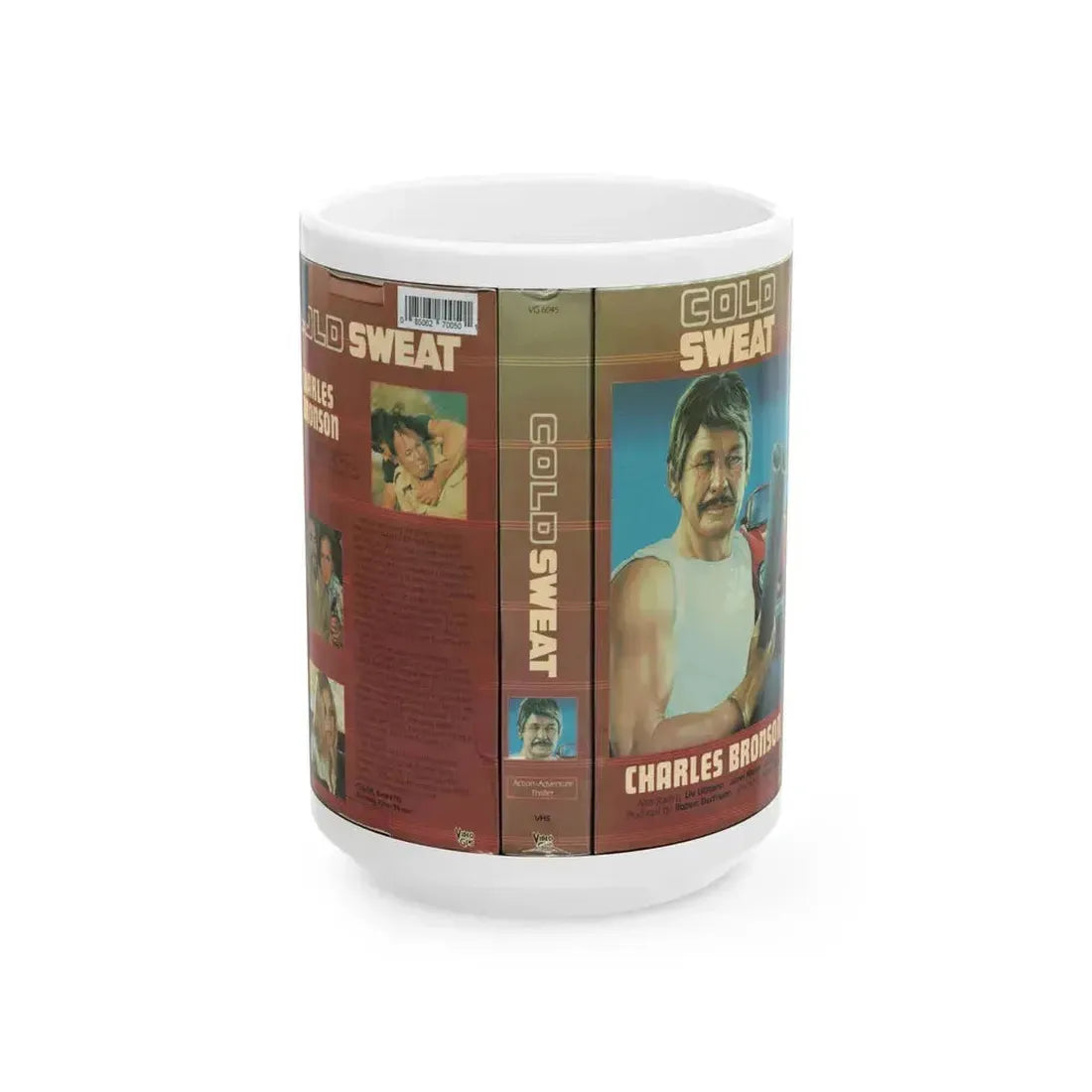 COLD SWEAT CHARLES BRONSON (VHS COVER) - White Coffee Mug 15oz - Go Mug Yourself