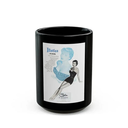 Cole of California ad, Harpers Bazaar, January 1950 - Black Coffee Mug 15oz - Go Mug Yourself