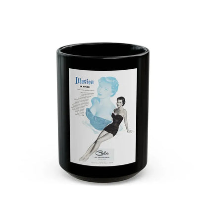 Cole of California ad, Harpers Bazaar, January 1950 - Black Coffee Mug 15oz - Go Mug Yourself