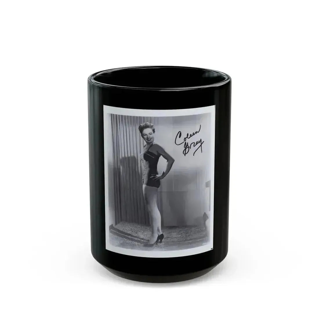 Coleen Gray #01 1 (Vintage Female Icon) Black Coffee Mug 15oz - Go Mug Yourself