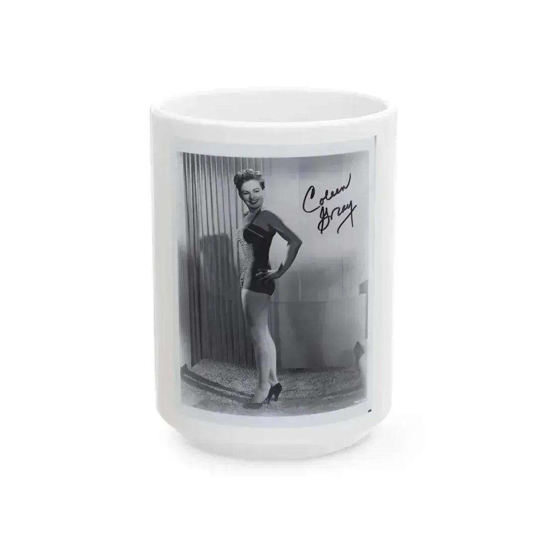 Coleen Gray #01 1 (Vintage Female Icon) White Coffee Mug 15oz - Go Mug Yourself
