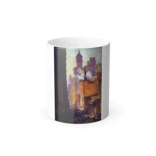 Colin Campbell Cooper (1856-1937) Broadway from the Post Office (Wall Street) - oil on canvas c1909 ss - Color Changing Mug 11oz 11oz - Go Mug Yourself