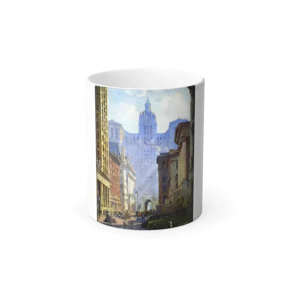 Colin Campbell Cooper (1856-1937)  Chambers Street and the Municipal Building, NYC - oil on Panel c1922 - Color Changing Mug 11oz 11oz - Go Mug Yourself