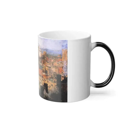 Colin Campbell Cooper (1856-1937) Columbus Circle - oil on canvas 1909 - Color Changing Mug 11oz - Go Mug Yourself