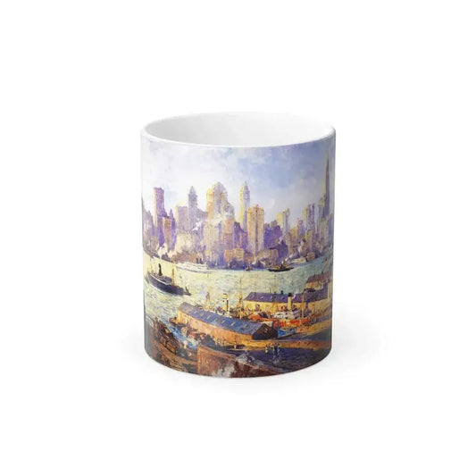 Colin Campbell Cooper (1856-1937) New York from Brooklyn - c1910 - Color Changing Mug 11oz 11oz - Go Mug Yourself