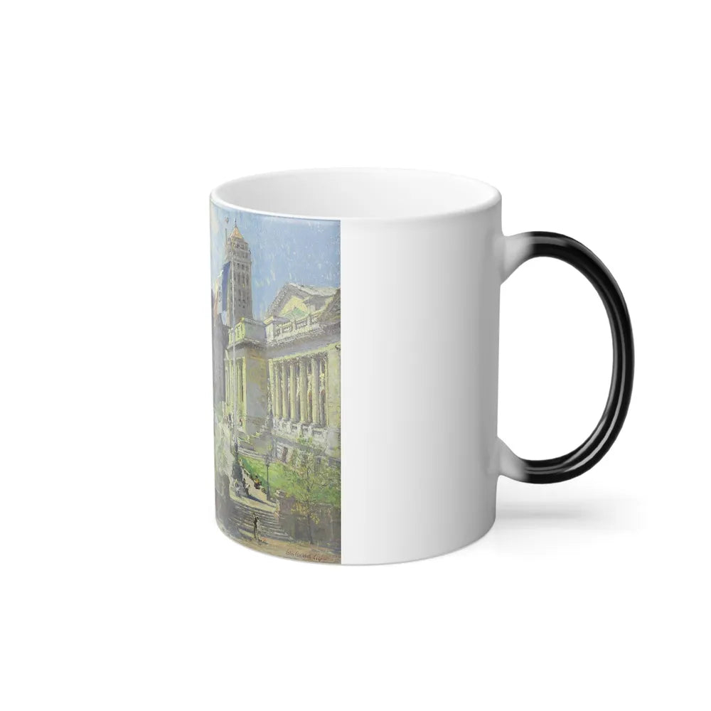 Colin Campbell Cooper (1856-1937) New York Public Library - Oil on canvas c1915 - Color Changing Mug 11oz-Go Mug Yourself