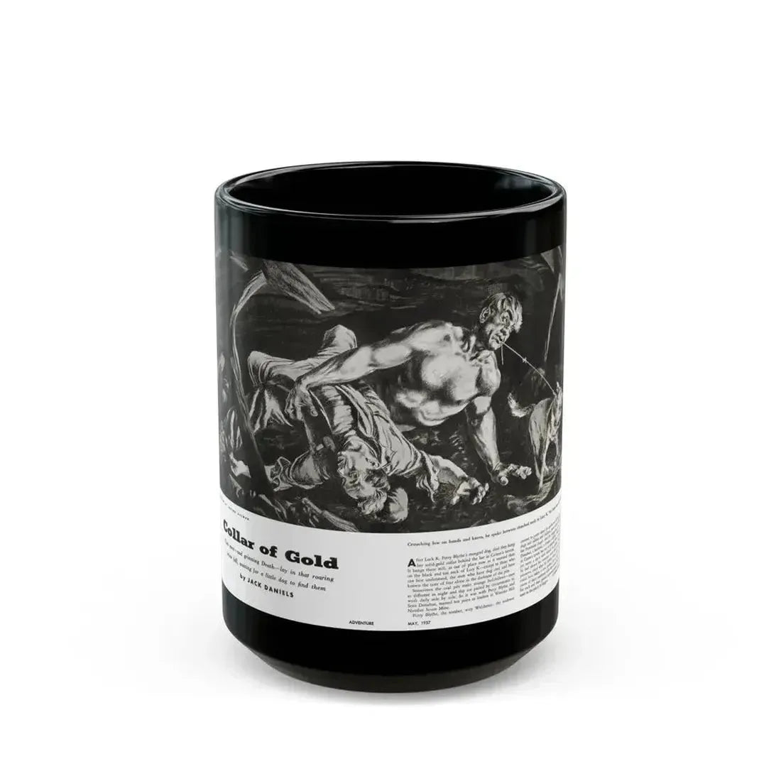 Collar of Gold, Adventure magazine, May 1957 - Black Coffee Mug 15oz - Go Mug Yourself