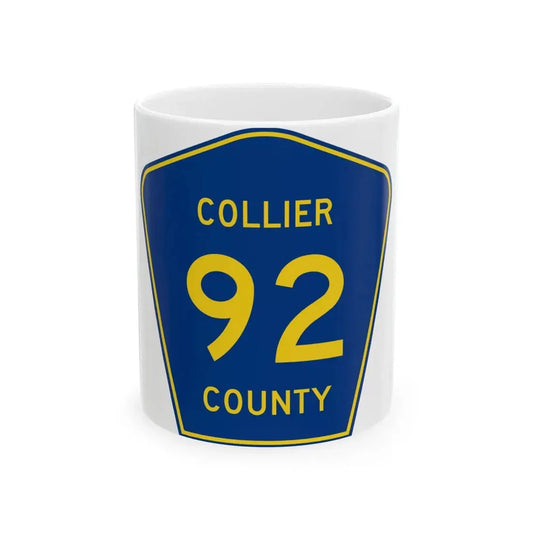 Collier County 92 (Florida) (Road Sign) White Coffee Mug 11oz - Go Mug Yourself