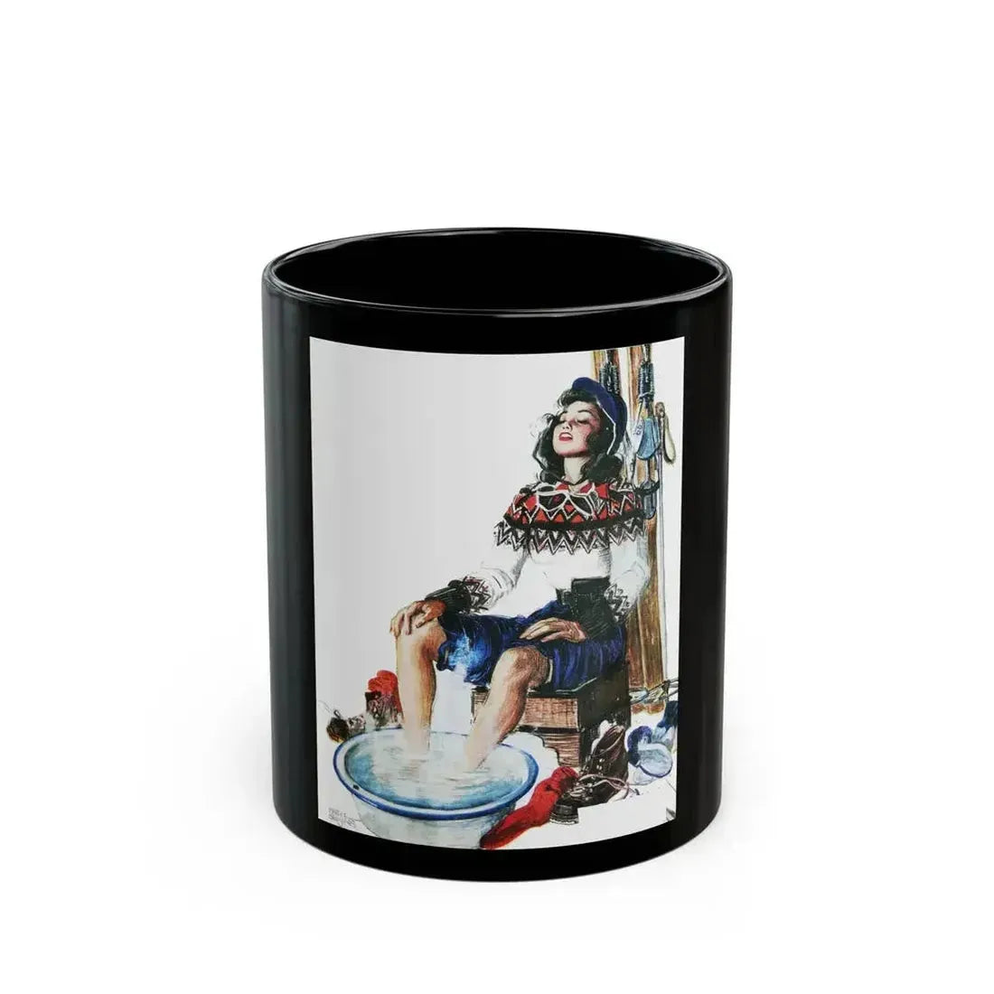 Colliers cover illustration, December 20th, 1947 - Black Coffee Mug 11oz - Go Mug Yourself