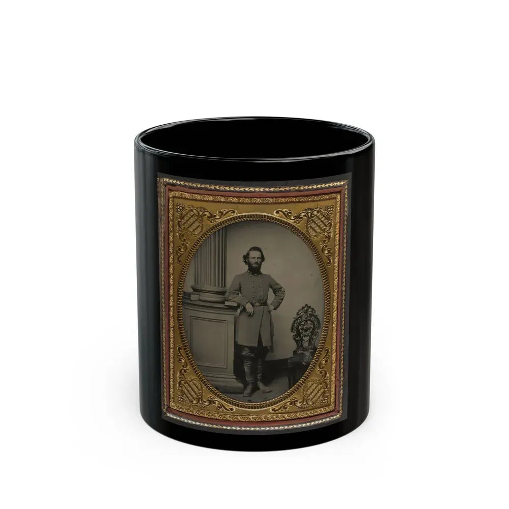 Colonel Felix L. Price Of Co. I, 14th Georgia Infantry Regiment, In Uniform And Cs Buckle With Books (U.S. Civil War) Black Coffee Mug 11oz - Go Mug Yourself