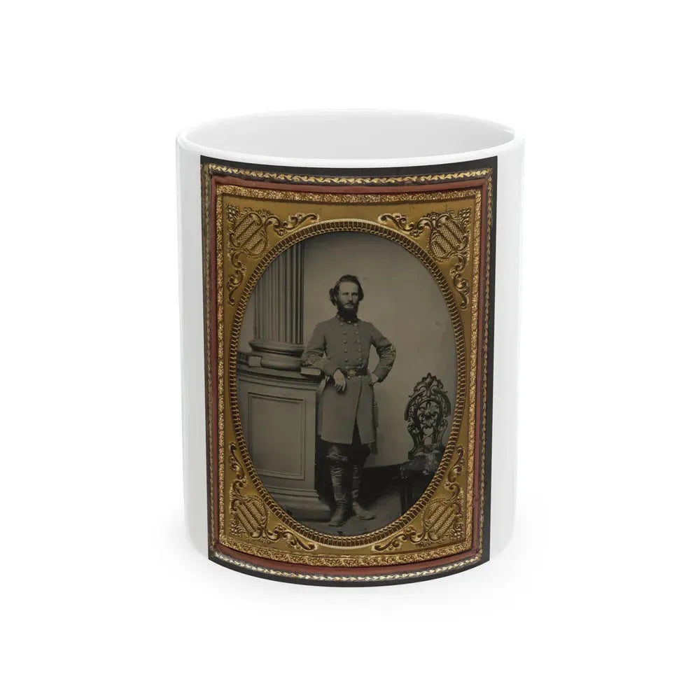 Colonel Felix L. Price Of Co. I, 14th Georgia Infantry Regiment, In Uniform And Cs Buckle With Books (U.S. Civil War) White Coffee Mug 11oz - Go Mug Yourself