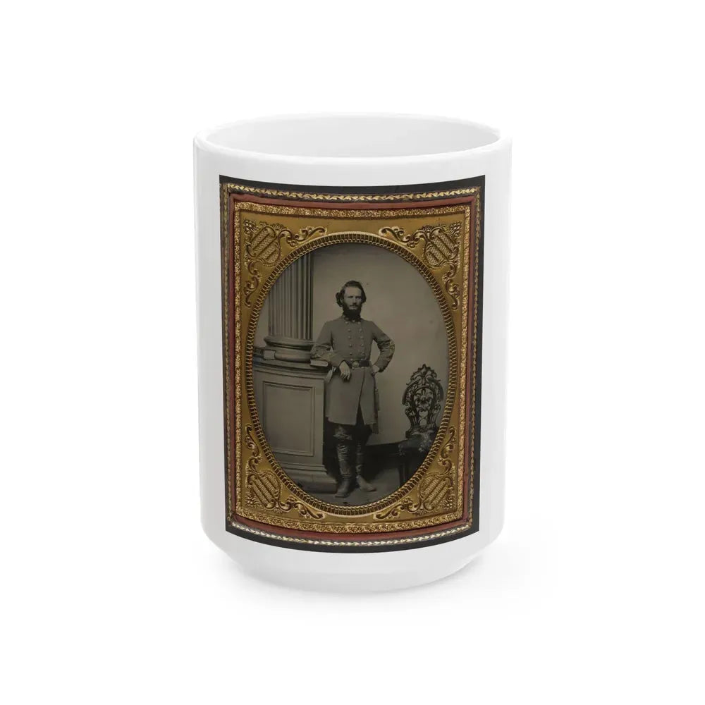 Colonel Felix L. Price Of Co. I, 14th Georgia Infantry Regiment, In Uniform And Cs Buckle With Books (U.S. Civil War) White Coffee Mug 15oz - Go Mug Yourself