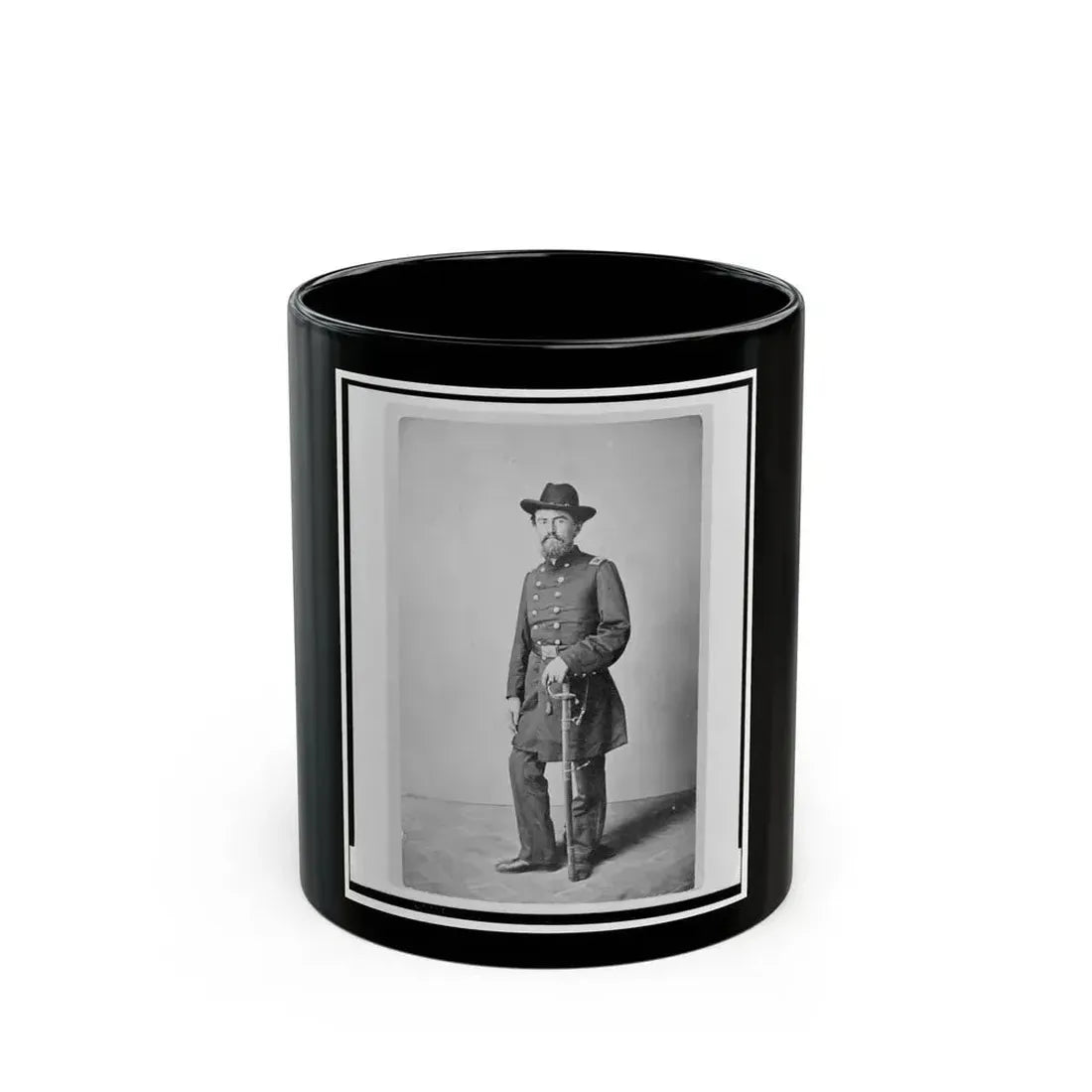 Colonel Francis (Frank) Erdelmeyer, Union Officer In The 32nd Indiana Regiment, Full-Length Portrait, Standing, Facing Front (U.S. Civil War) Black Coffee Mug 11oz - Go Mug Yourself