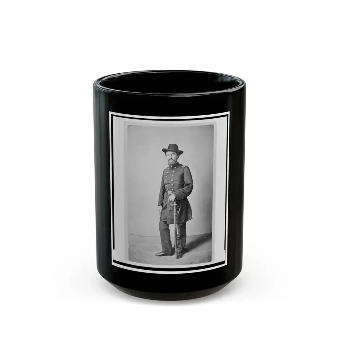 Colonel Francis (Frank) Erdelmeyer, Union Officer In The 32nd Indiana Regiment, Full-Length Portrait, Standing, Facing Front (U.S. Civil War) Black Coffee Mug 15oz - Go Mug Yourself