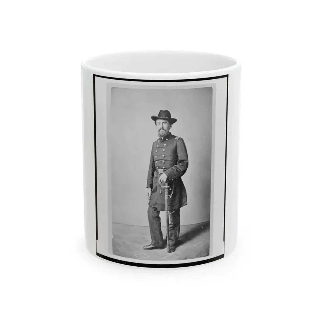 Colonel Francis (Frank) Erdelmeyer, Union Officer In The 32nd Indiana Regiment, Full-Length Portrait, Standing, Facing Front (U.S. Civil War) White Coffee Mug 11oz - Go Mug Yourself