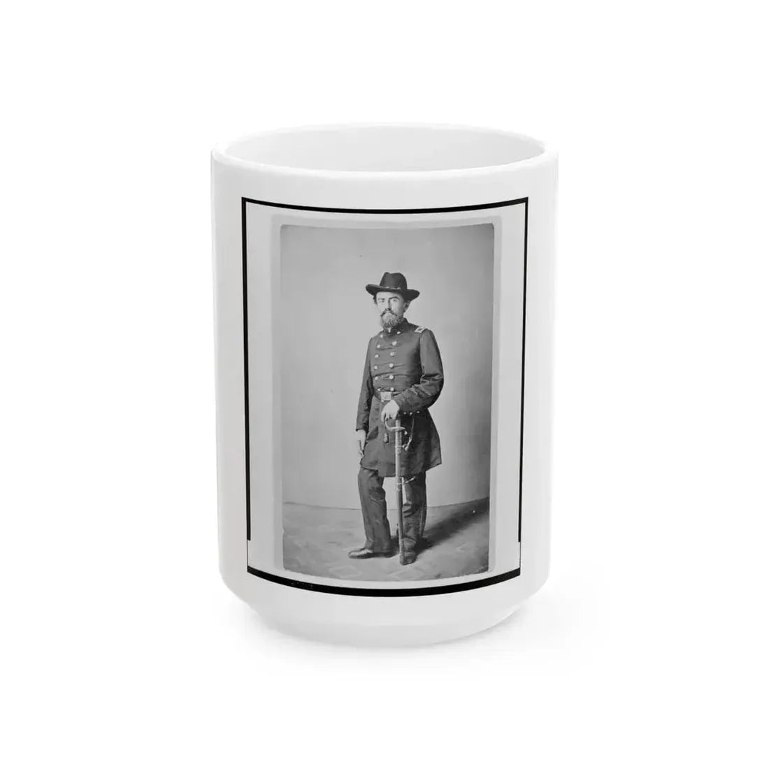 Colonel Francis (Frank) Erdelmeyer, Union Officer In The 32nd Indiana Regiment, Full-Length Portrait, Standing, Facing Front (U.S. Civil War) White Coffee Mug 15oz - Go Mug Yourself