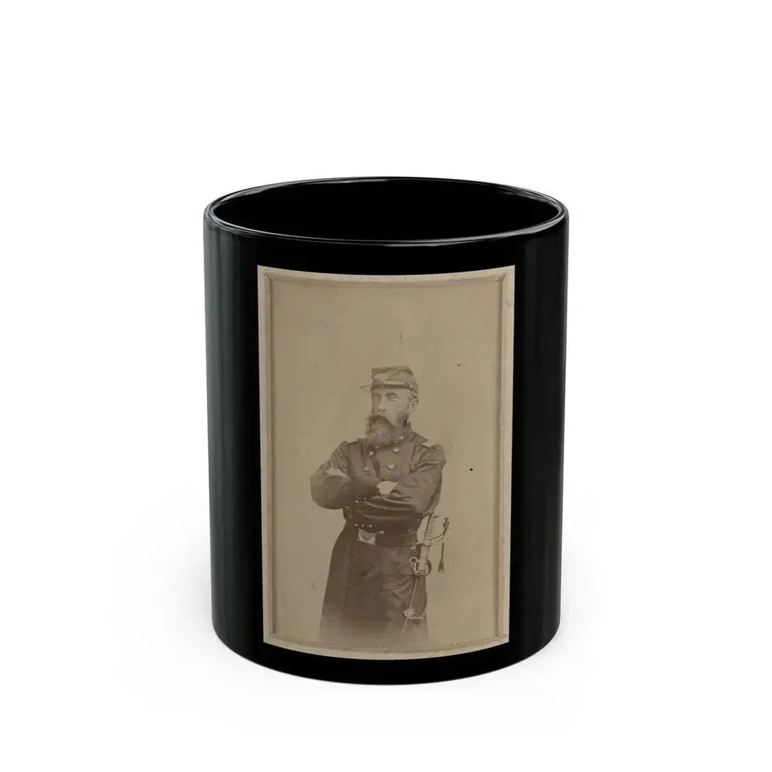 Colonel Francis L. Lee Of 4th Massachusetts Infantry Battalion And 44th Massachusetts Infantry Regiment In Uniform With Sword (U.S. Civil War) Black Coffee Mug 11oz - Go Mug Yourself