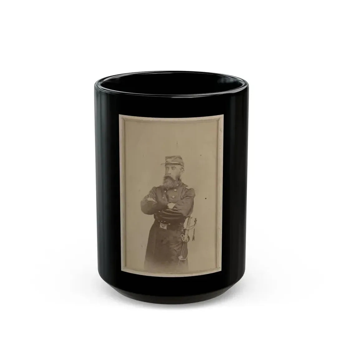 Colonel Francis L. Lee Of 4th Massachusetts Infantry Battalion And 44th Massachusetts Infantry Regiment In Uniform With Sword (U.S. Civil War) Black Coffee Mug 15oz - Go Mug Yourself
