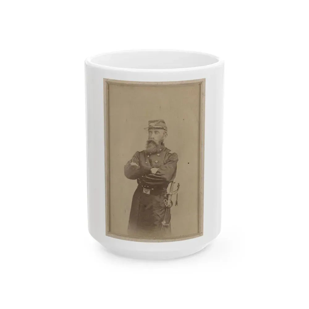 Colonel Francis L. Lee Of 4th Massachusetts Infantry Battalion And 44th Massachusetts Infantry Regiment In Uniform With Sword (U.S. Civil War) White Coffee Mug 15oz - Go Mug Yourself