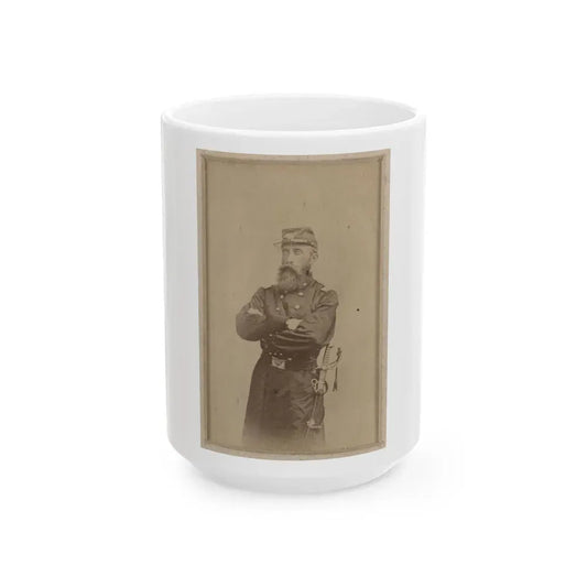 Colonel Francis L. Lee Of 4th Massachusetts Infantry Battalion And 44th Massachusetts Infantry Regiment In Uniform With Sword (U.S. Civil War) White Coffee Mug 15oz - Go Mug Yourself