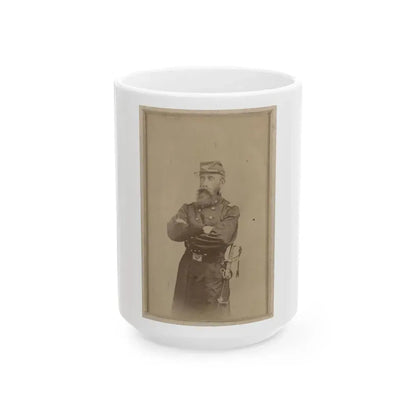 Colonel Francis L. Lee Of 4th Massachusetts Infantry Battalion And 44th Massachusetts Infantry Regiment In Uniform With Sword (U.S. Civil War) White Coffee Mug 15oz - Go Mug Yourself