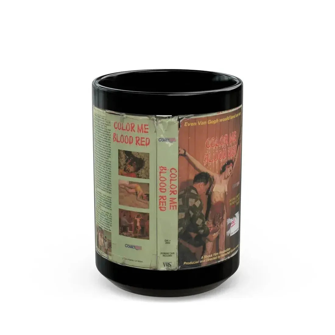 COLOR ME BLOOD RED (VHS COVER) - Black Coffee Mug 15oz - Go Mug Yourself