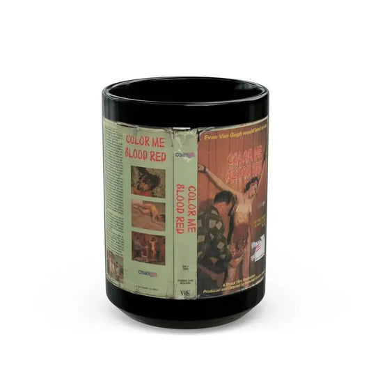 COLOR ME BLOOD RED (VHS COVER) - Black Coffee Mug 15oz - Go Mug Yourself