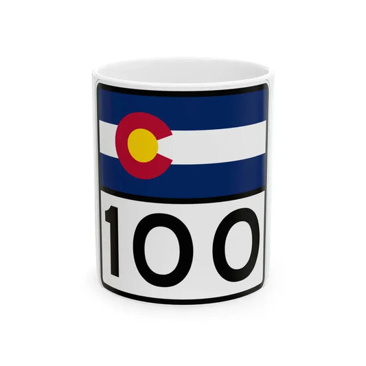 Colorado 100 (Colorado) (Road Sign) White Coffee Mug 11oz - Go Mug Yourself