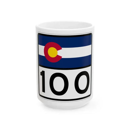Colorado 100 (Colorado) (Road Sign) White Coffee Mug 15oz - Go Mug Yourself