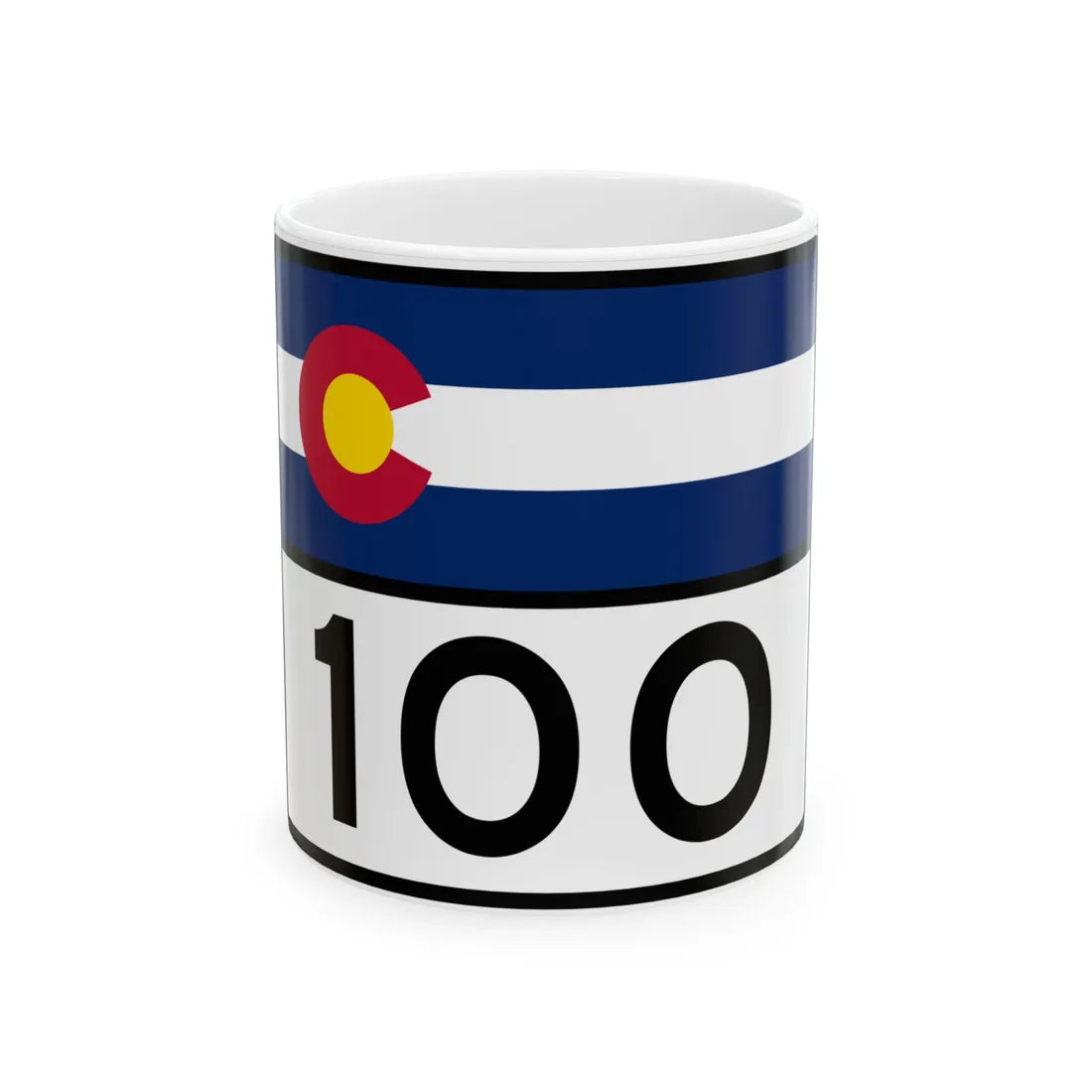 Colorado 100 wide (Colorado) (Road Sign) White Coffee Mug 11oz - Go Mug Yourself