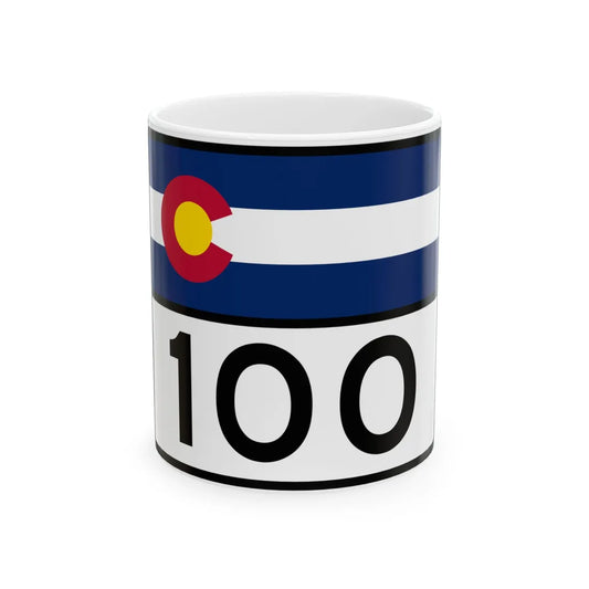 Colorado 100 wide (Colorado) (Road Sign) White Coffee Mug 11oz - Go Mug Yourself