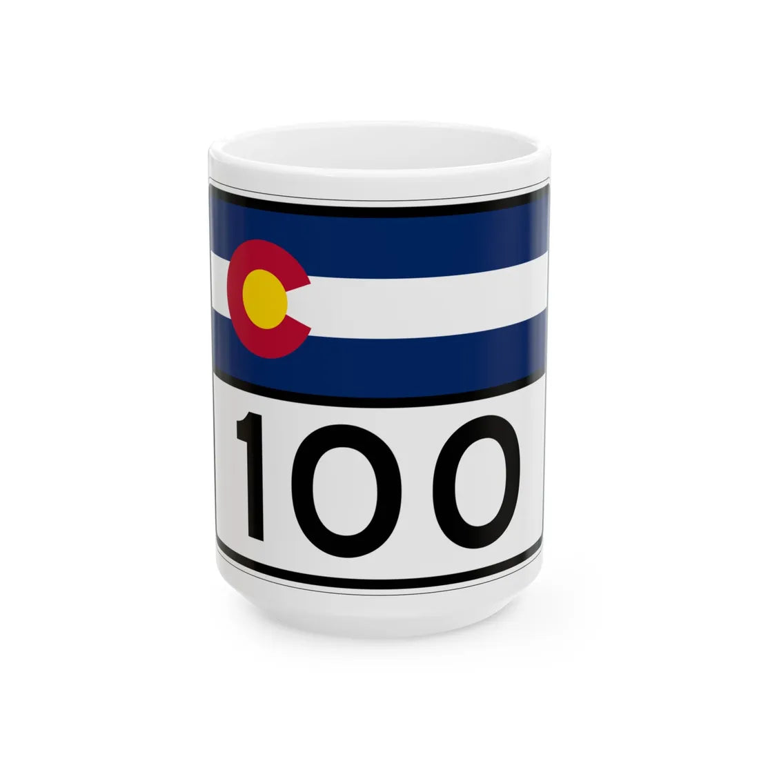 Colorado 100 wide (Colorado) (Road Sign) White Coffee Mug 15oz - Go Mug Yourself