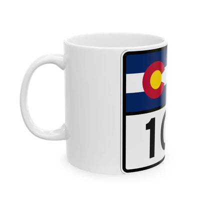 Colorado 100 wide (Colorado) (Road Sign) White Coffee Mug - Go Mug Yourself