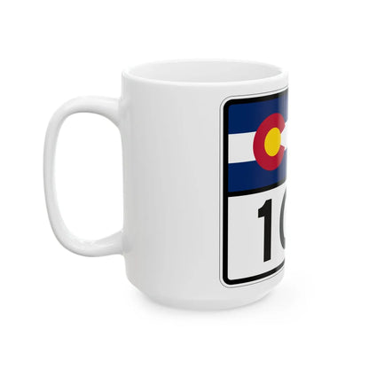 Colorado 100 wide (Colorado) (Road Sign) White Coffee Mug - Go Mug Yourself