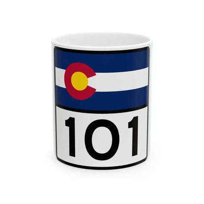 Colorado 101 (Colorado) (Road Sign) White Coffee Mug 11oz - Go Mug Yourself
