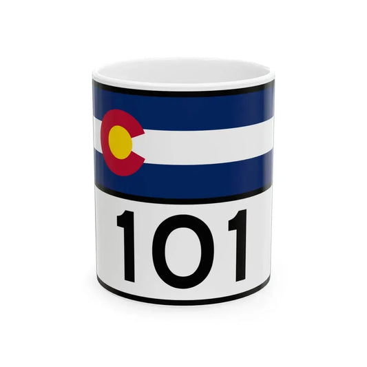 Colorado 101 wide (Colorado) (Road Sign) White Coffee Mug 11oz - Go Mug Yourself