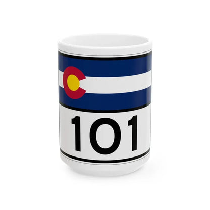 Colorado 101 wide (Colorado) (Road Sign) White Coffee Mug 15oz - Go Mug Yourself