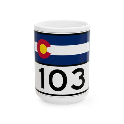 Colorado 103 wide (Colorado) (Road Sign) White Coffee Mug 15oz - Go Mug Yourself