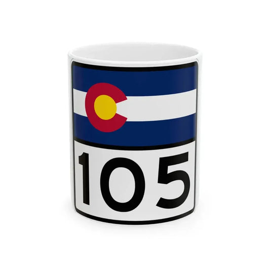 Colorado 105 (Colorado) (Road Sign) White Coffee Mug 11oz - Go Mug Yourself