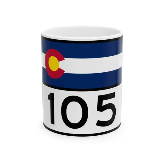 Colorado 105 wide (Colorado) (Road Sign) White Coffee Mug 11oz - Go Mug Yourself