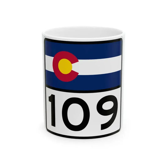 Colorado 109 (Colorado) (Road Sign) White Coffee Mug 11oz - Go Mug Yourself