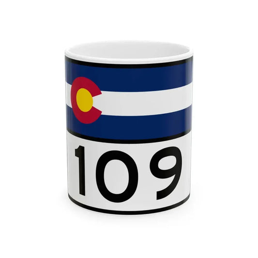 Colorado 109 wide (Colorado) (Road Sign) White Coffee Mug 11oz - Go Mug Yourself