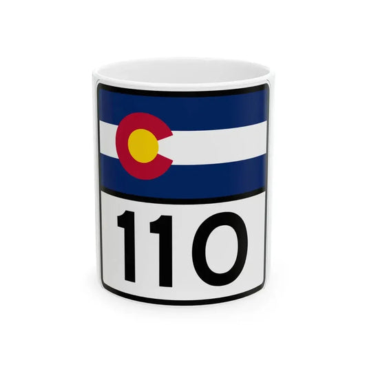Colorado 110 (Colorado) (Road Sign) White Coffee Mug 11oz - Go Mug Yourself